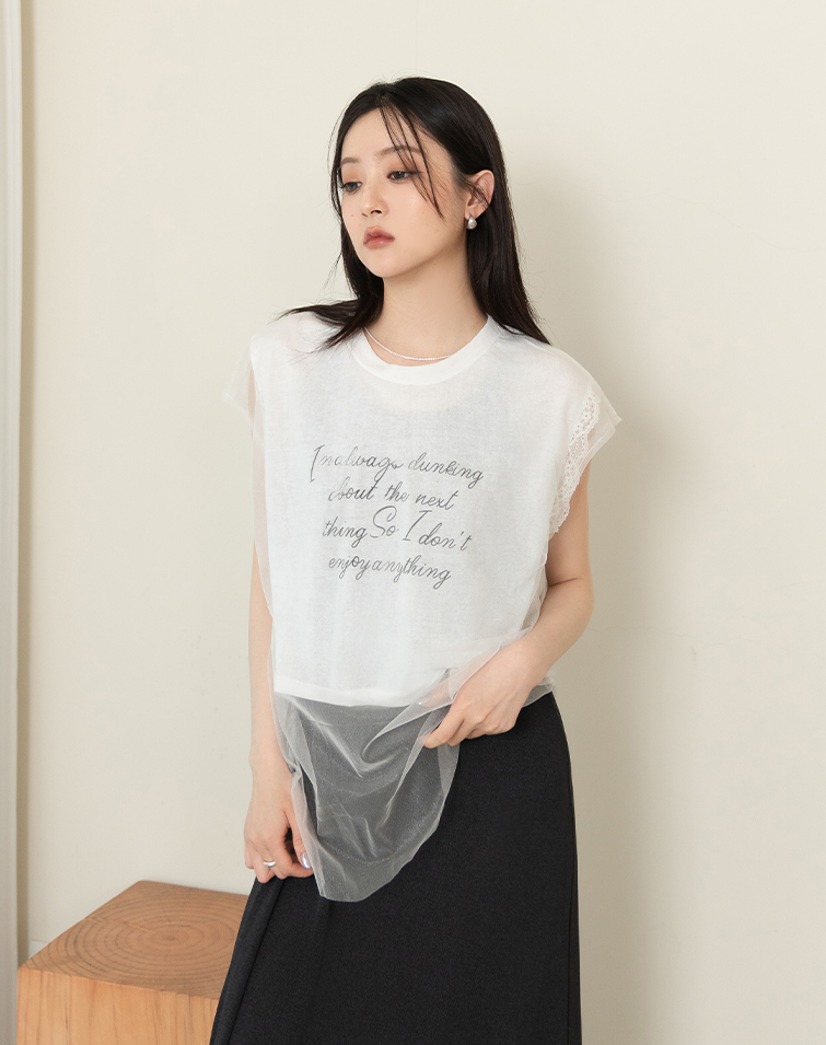 SHEER MESH 2-IN-1 ALFEBET TOP