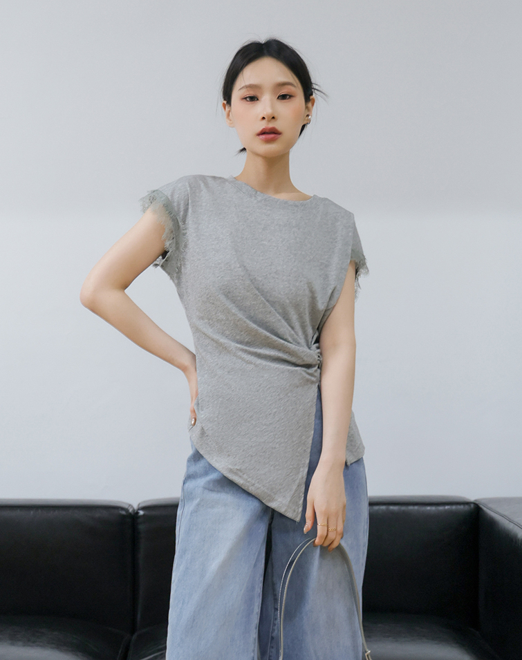 FRENCH LACE RUCHED CINCHED TOP