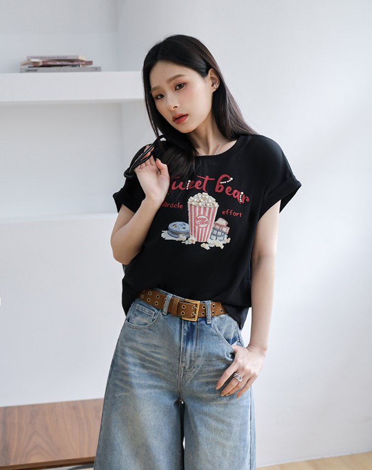 SPACER COTTON POPCORN PRINT TEE