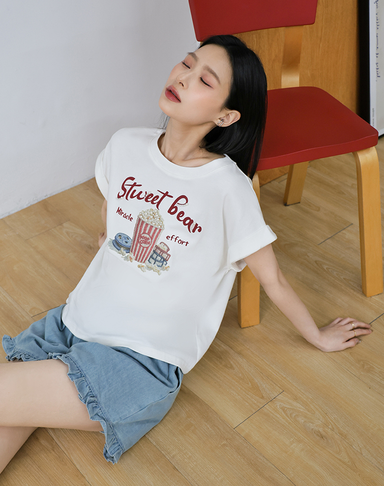 SPACER COTTON POPCORN PRINT TEE
