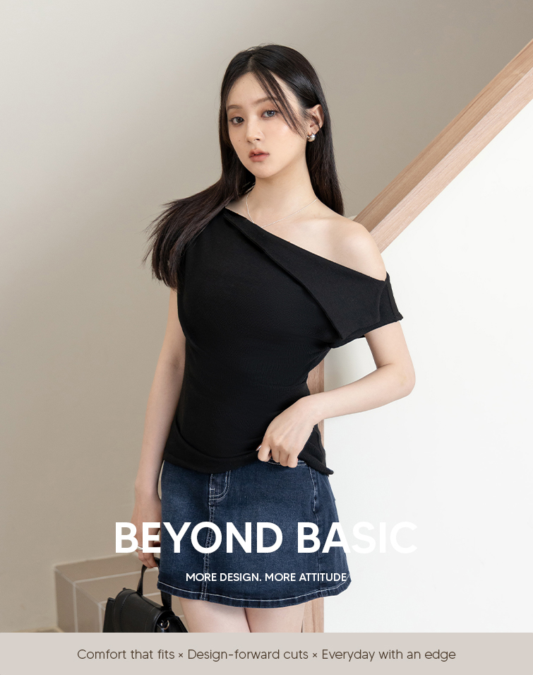 MIT SLIM RIBBED ASYMMETRIC TOP