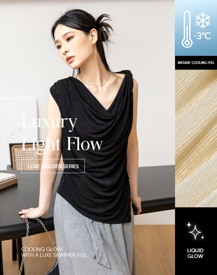 SHIMMER ICY ASYMMETRIC DRAPED TOP