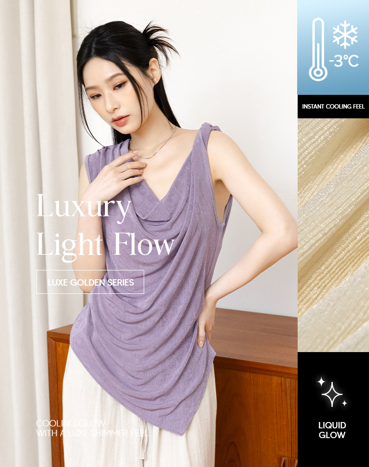 SHIMMER ICY ASYMMETRIC DRAPED TOP