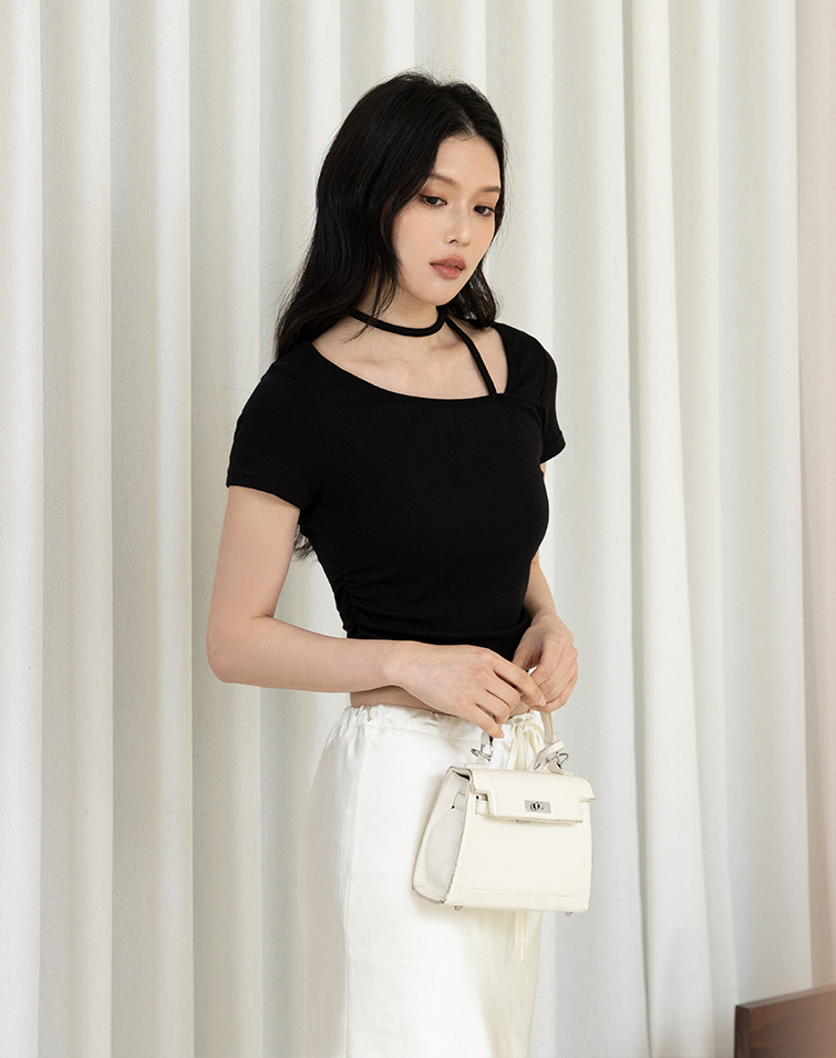 SOFT RUCHED TIE TOP