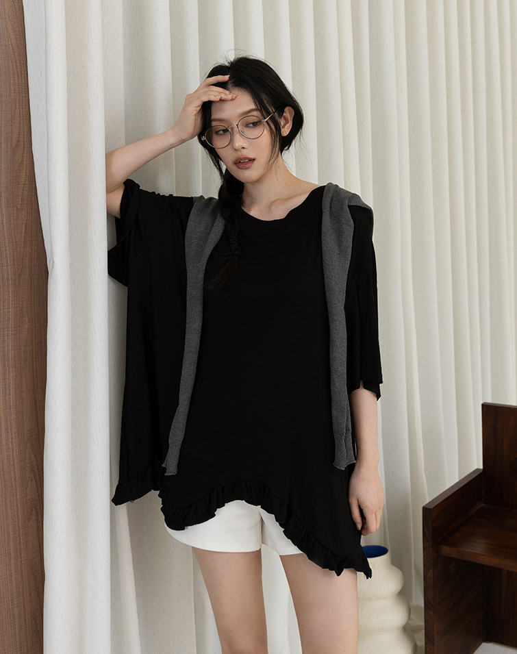 ASYMMETRIC SOFT RUFFLE TOP
