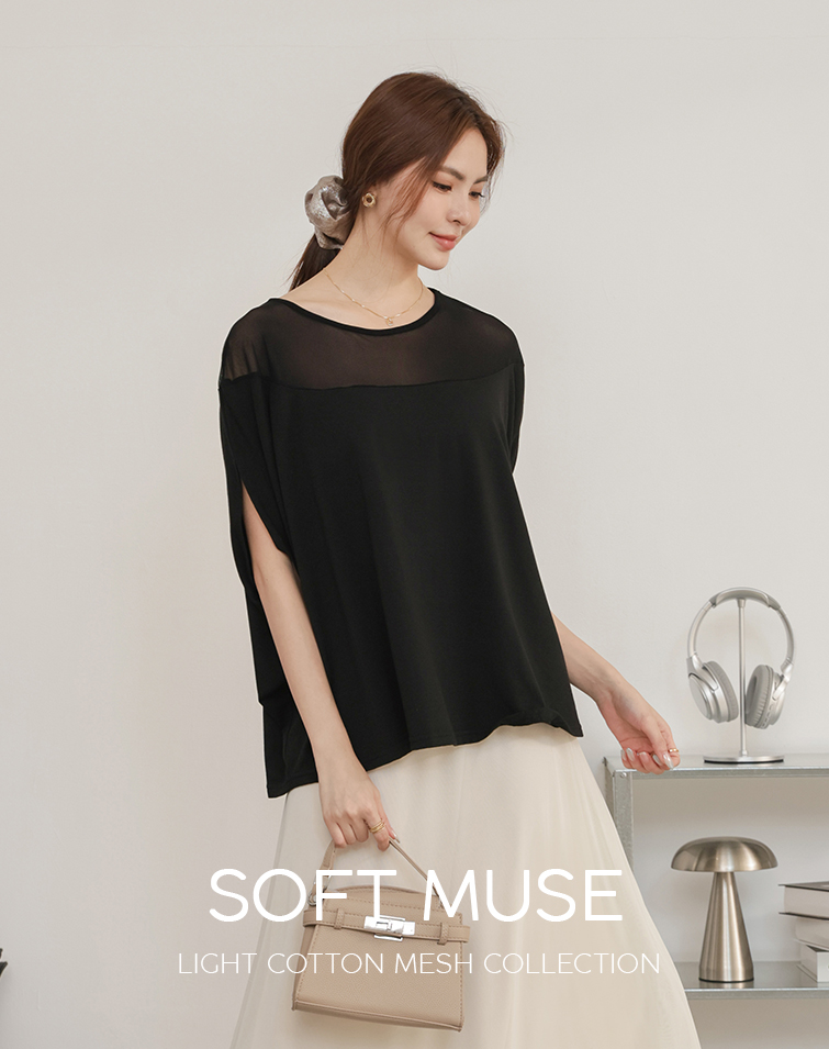 MIT COLLARBONE LINE SHEER CAPE TOP
