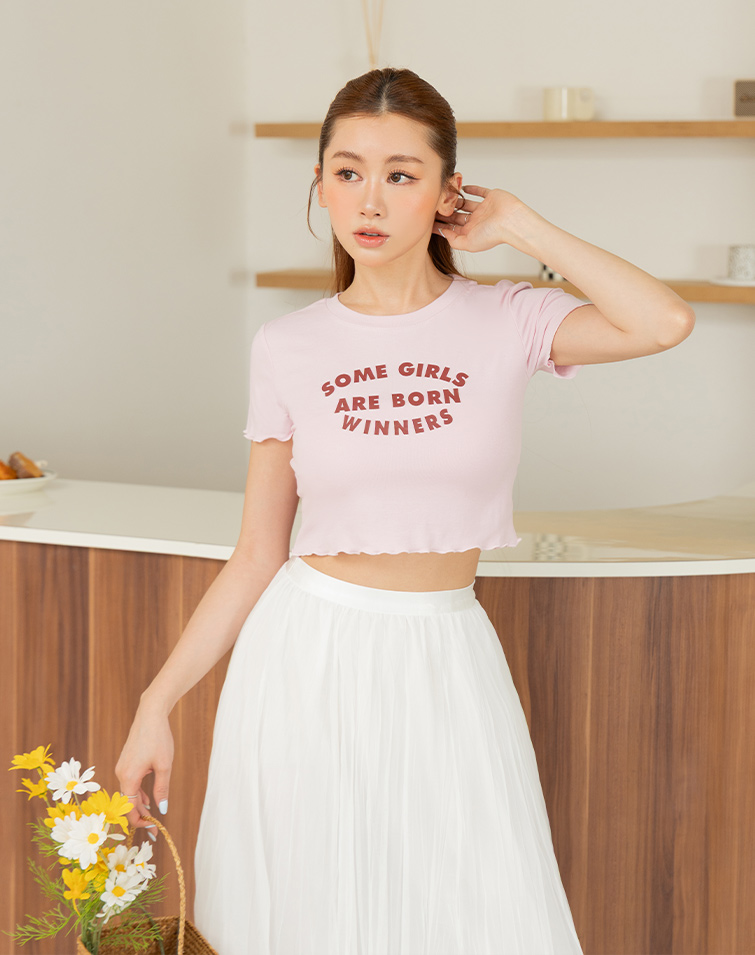 MACARON CONTRAST LETTUCE TEE