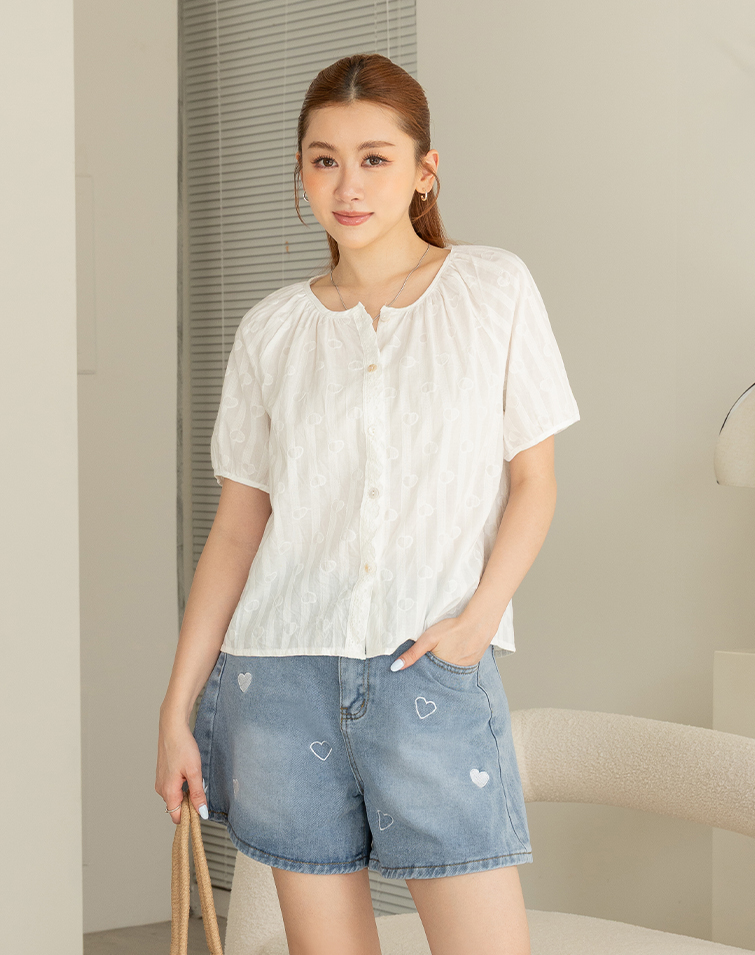 HEART LACE EMBRO TOP