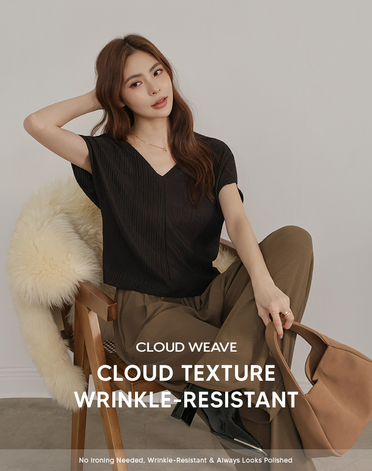 MIT CLOUD TEXTURE V-NECK TEE