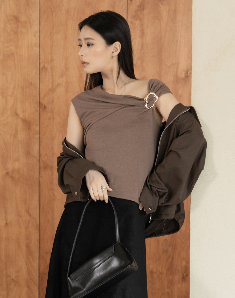 MIT GOLD RING OFF SHOULDER TOP