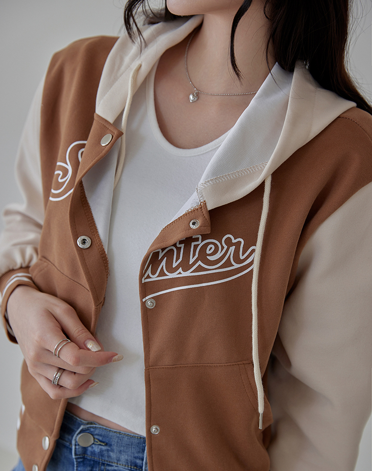 CASUAL CONTRAST BASEBALL JACKET