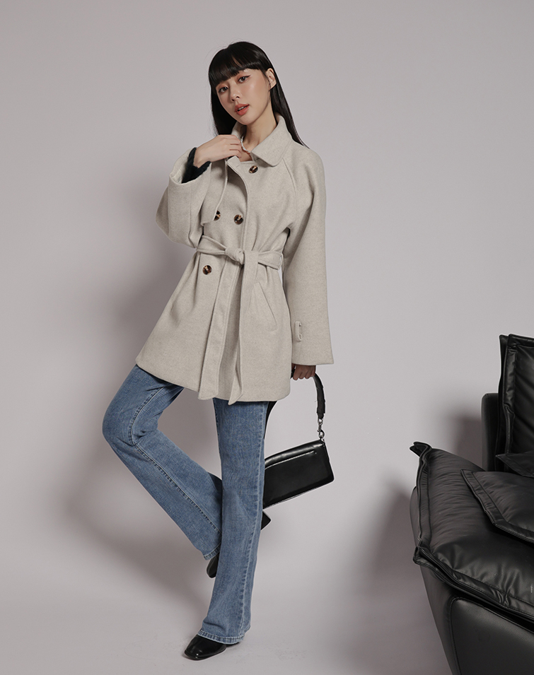 WOOLEN BELTED TRENCH COAT