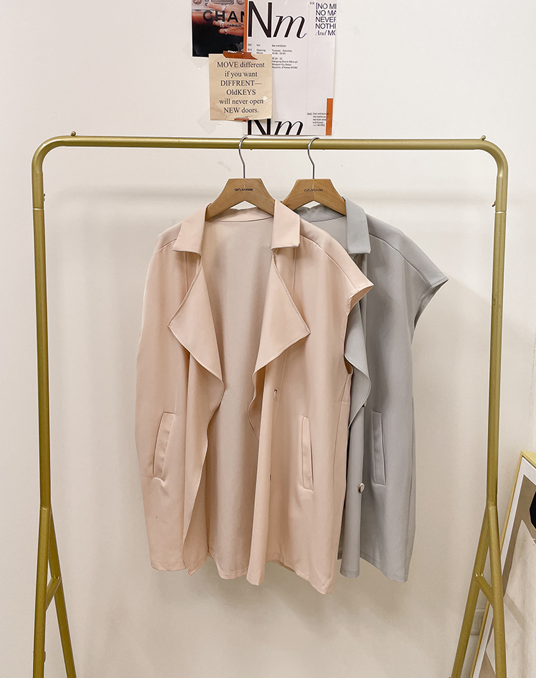 TEXTURED SUIT LAPEL VEST JACKET