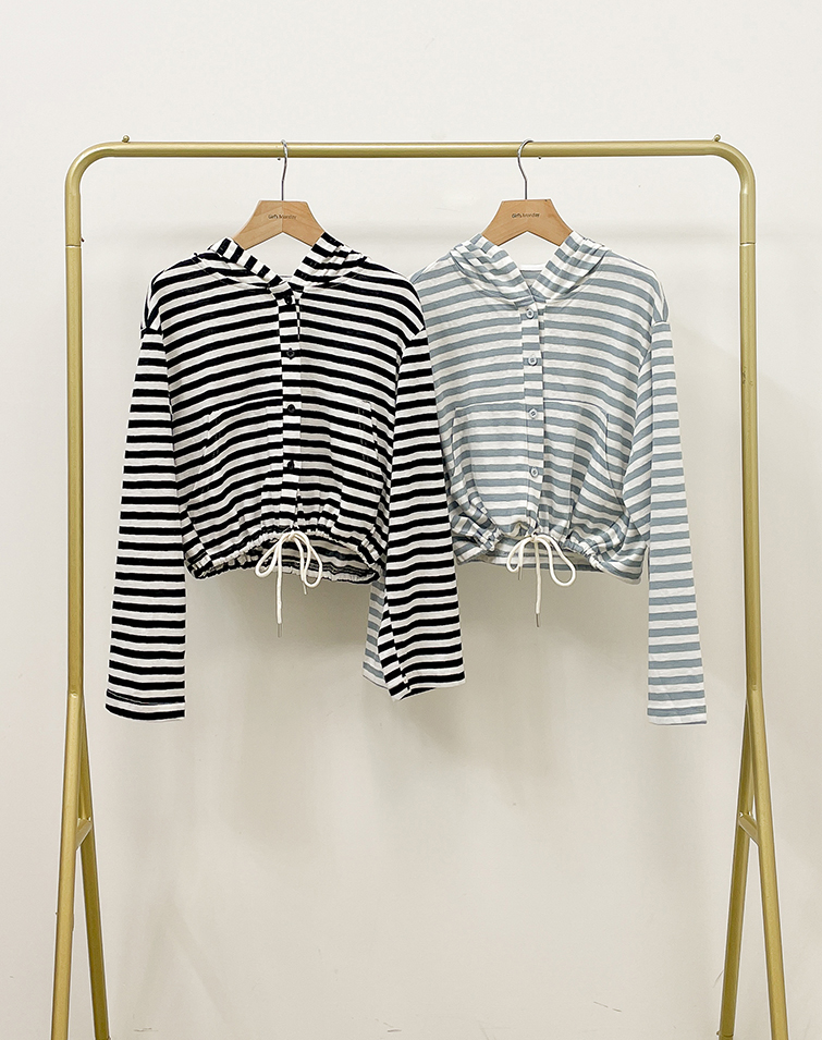 VIBRANT STRIPED DRAWSTRING HOODED JACKET
