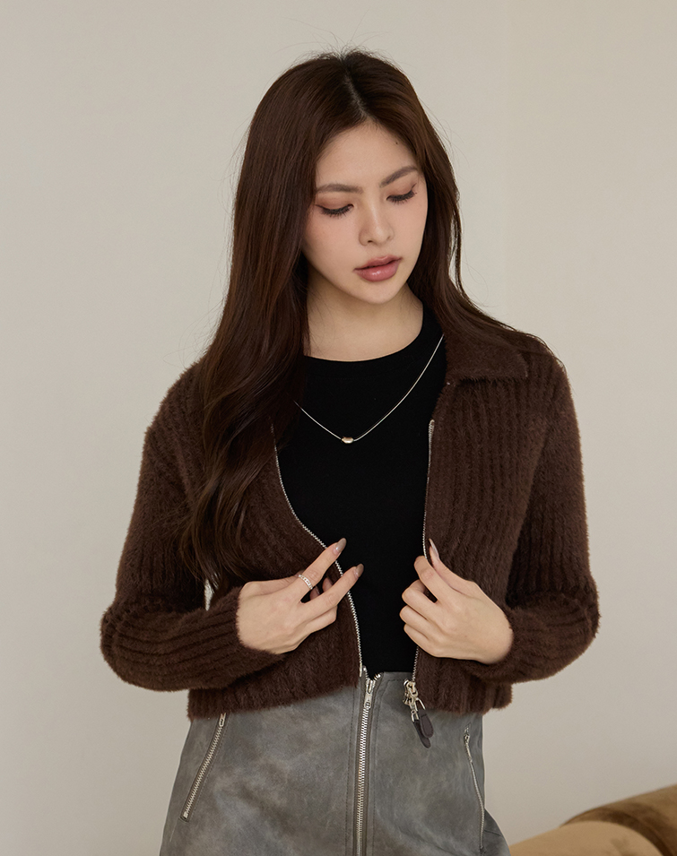 TEXTURED FLEECE LONG-SLEEVE COLLARED JACKET