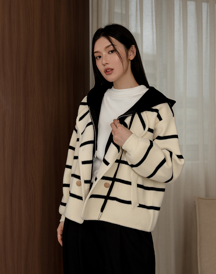 CASUAL STRIPED LAYERED-LOOK HOODIE