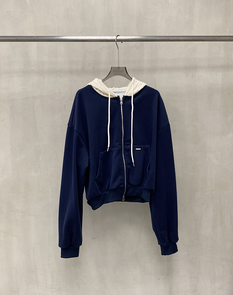 CASUAL PATCHWORK KNIT HOODIE