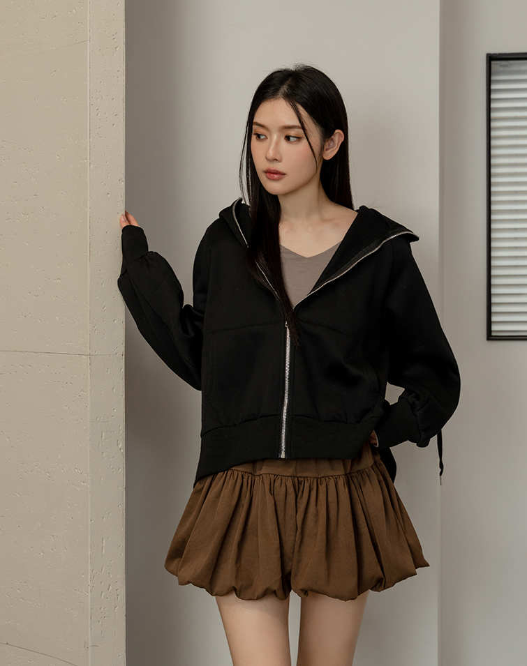 CASUAL SOLID FLEECE-LINED HOODIE