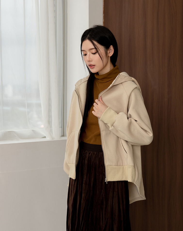 CASUAL SOLID FLEECE-LINED HOODIE