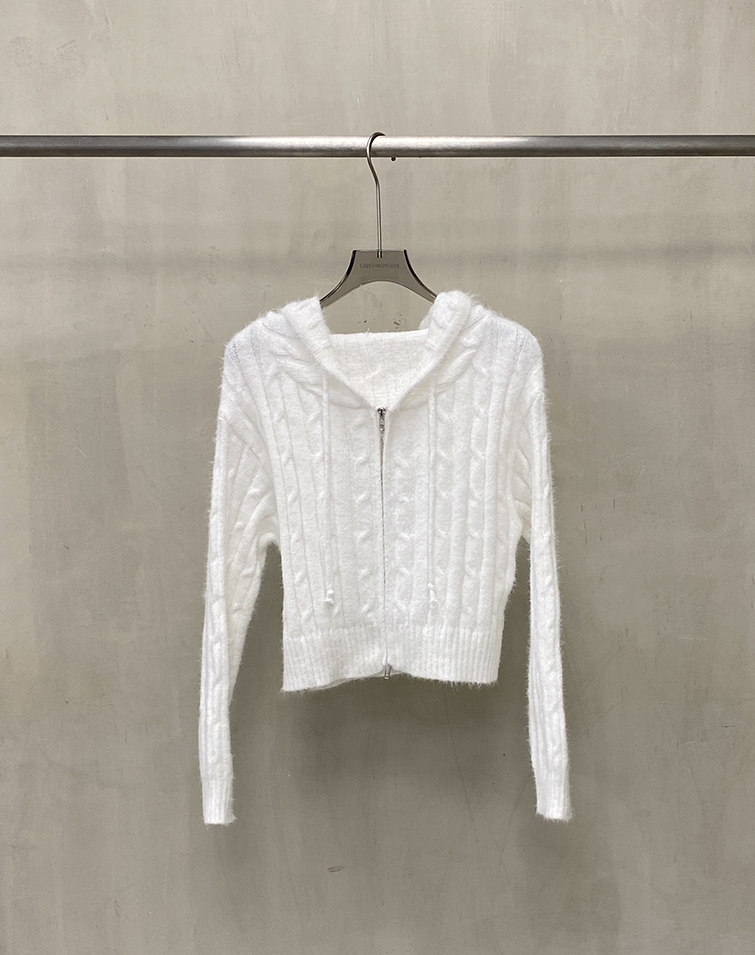 CABLE-KNIT MOHAIR CARDIGAN