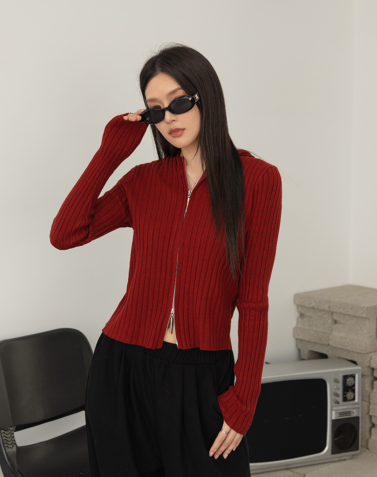 TEXTURED RIBBED HOODED JACKET