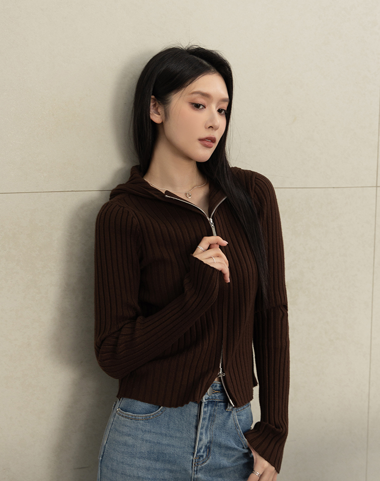 TEXTURED RIBBED HOODED JACKET