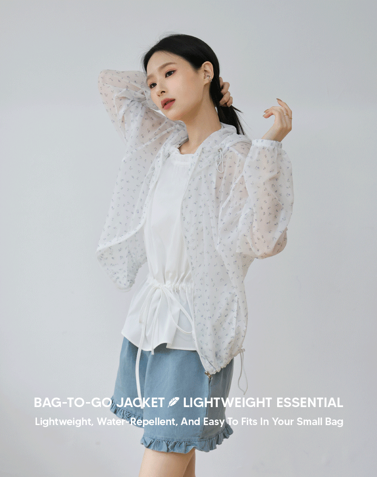 LIGHTWEIGHT FLORAL HOODED TRENCH