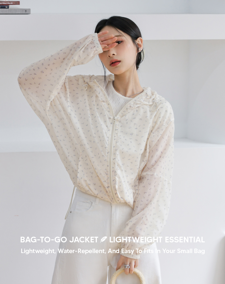 LIGHTWEIGHT FLORAL HOODED TRENCH