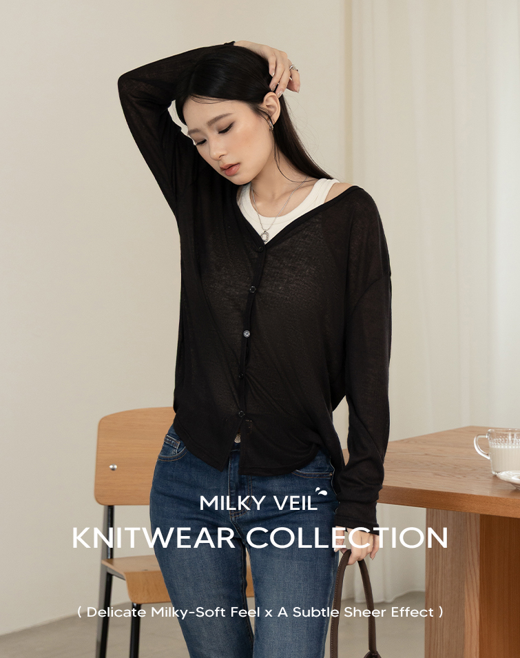 MIT MILKY-SOFT BUTTON CARDIGAN