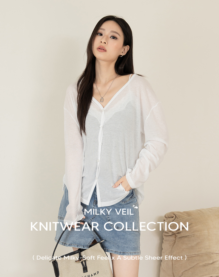 MIT MILKY-SOFT BUTTON CARDIGAN