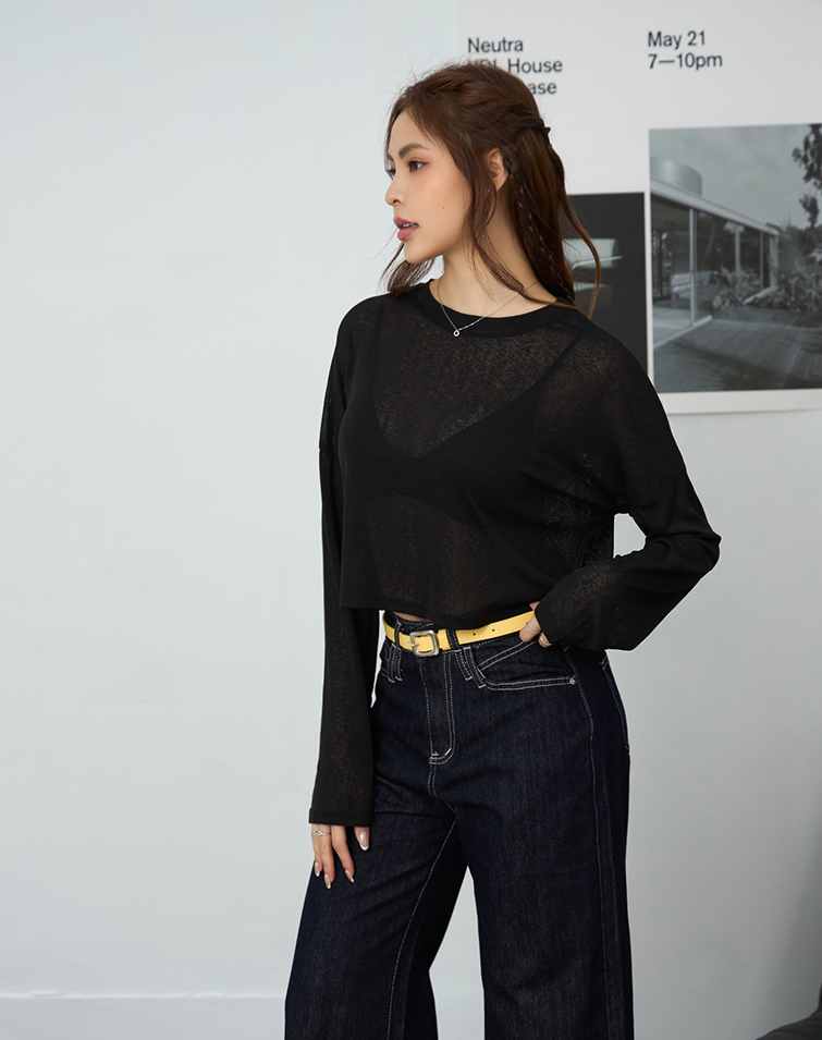 SOFT SHEER LONG SLEEVE LAYERING TOP
