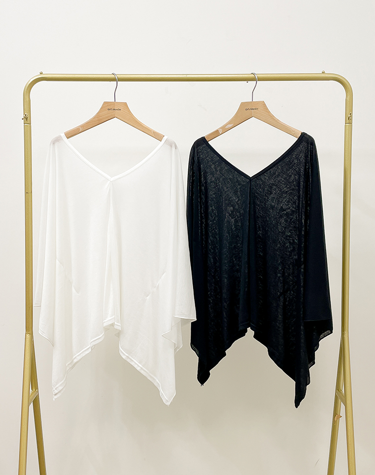 MINIMALIST V-NECK CAPE BLOUSE