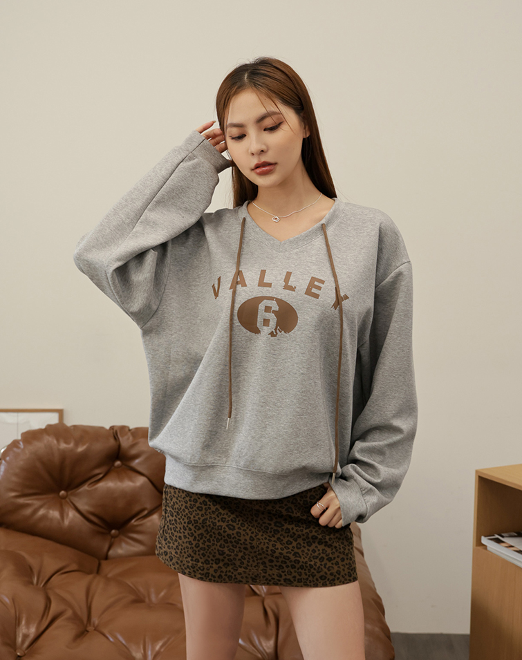 AMERICAN PRINT DRAWSTRING LONGSLEEVE TOP