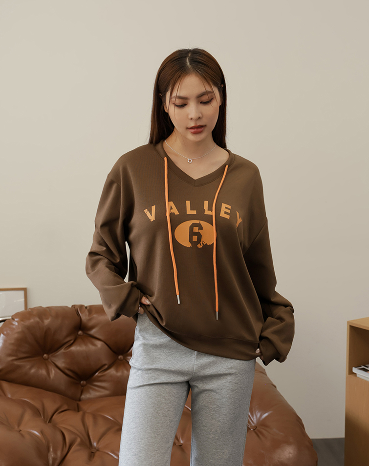 AMERICAN PRINT DRAWSTRING LONGSLEEVE TOP