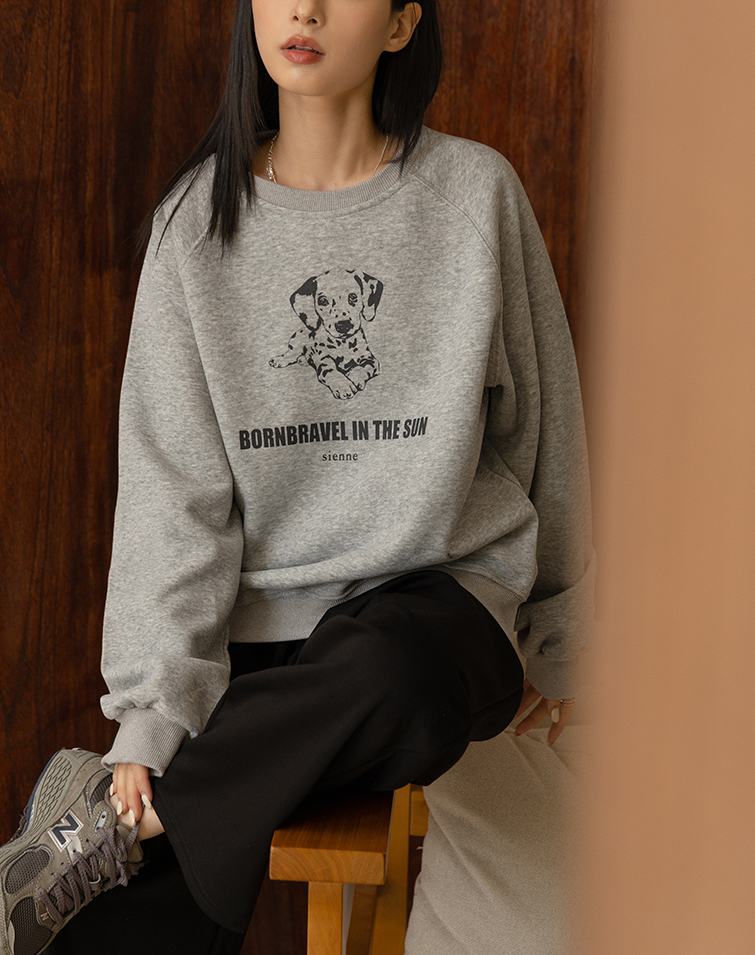 PUPPY PRINT OVERSIZE LONG-SLEEVE TOP