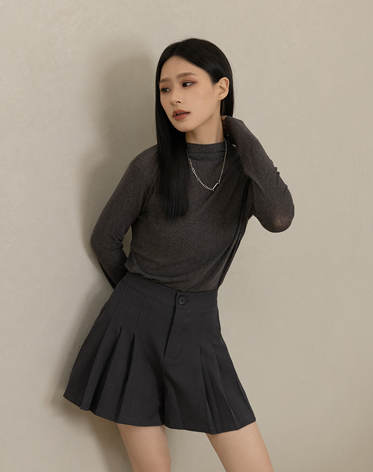 SEMI-SHEER HIGH NECK LAYERING TOP