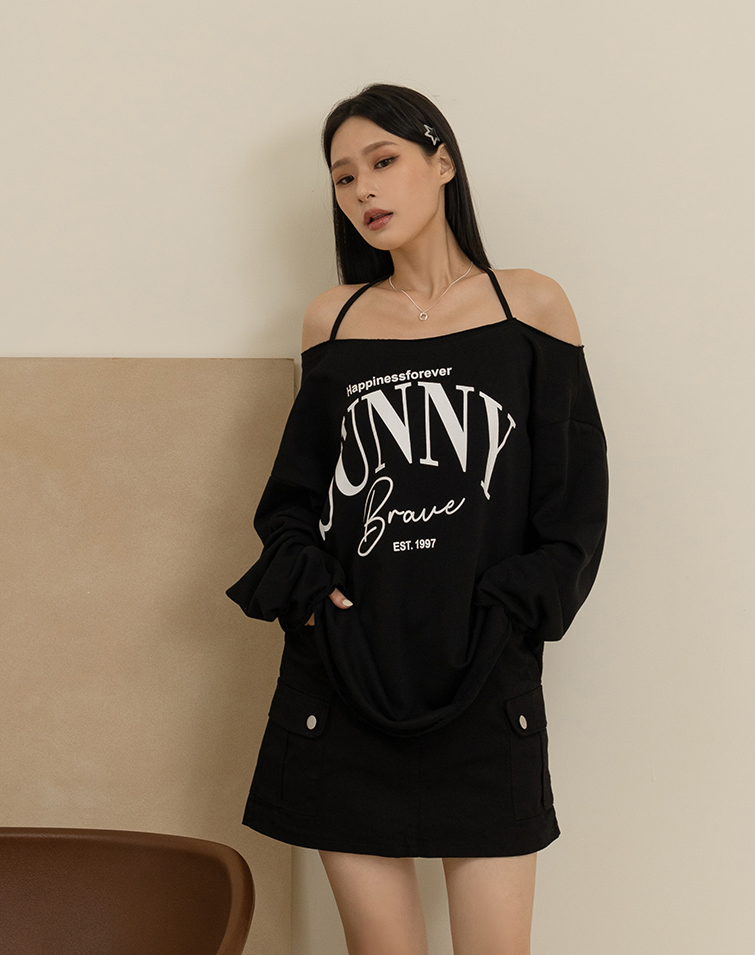 CHARMING LETTER OFF-SHOULDER TIE TOP