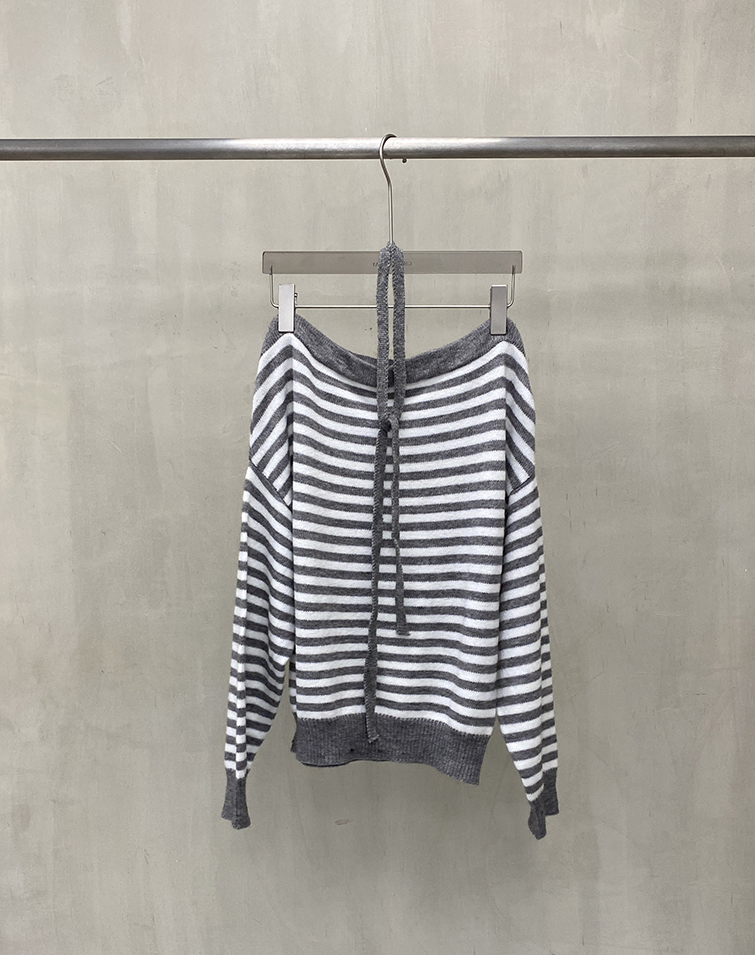 FASHION STRIPE OFF-SHOULDER TIE TOP