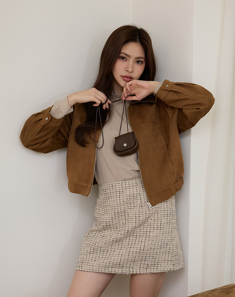 SUEDE TEXTURED LAPEL JACKET