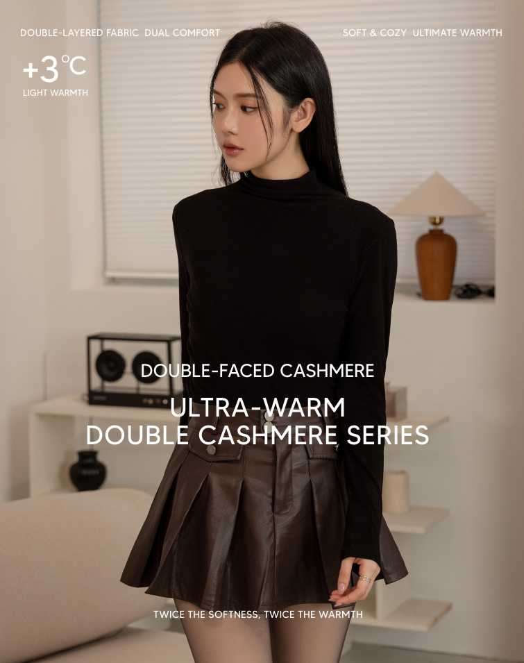 DOUBLE-FACED CASHMERE HALF HIGH NECK