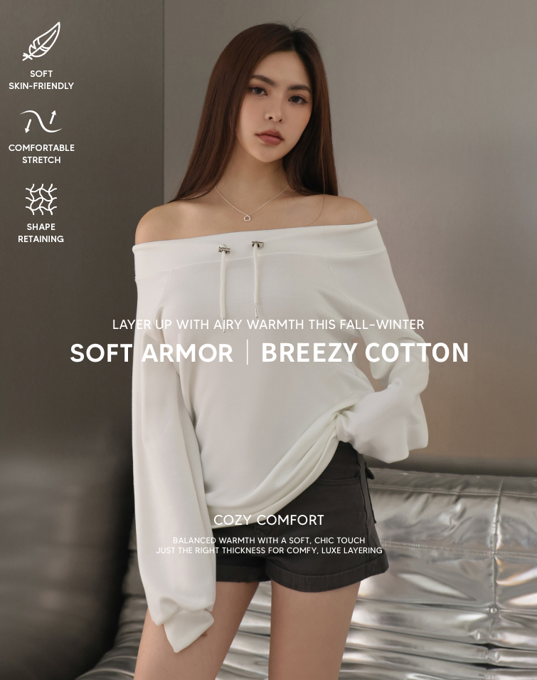 MIT BREEZY COTTON OFF-SHOULDER DRAWSTRING TOP