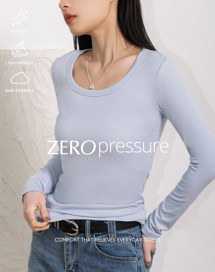 SOFT-FEEL COTTON U-NECK TOP