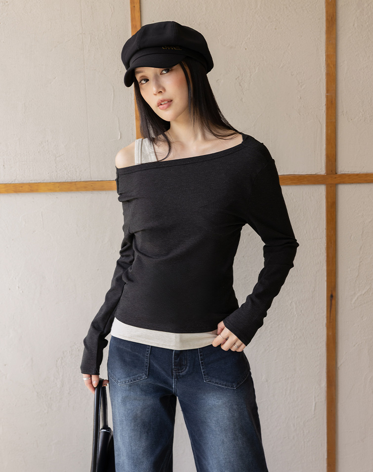DRAPED FAUX 2-PIECE TOP