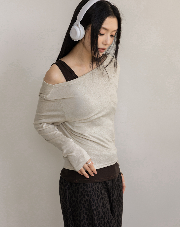 DRAPED FAUX 2-PIECE TOP