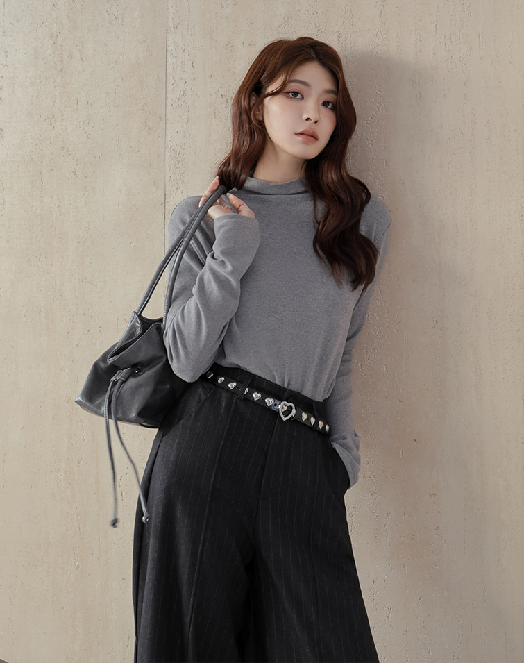 DOUBLE-FACED CASHMERE MOCK SLIMMING TOP