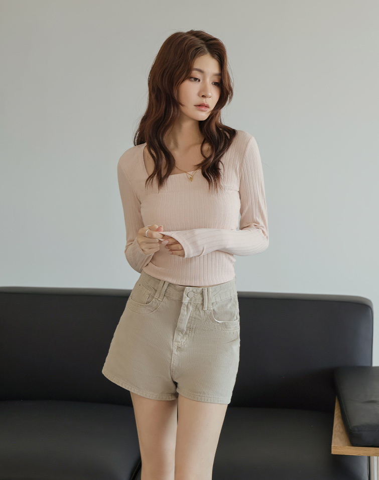 SQUARE-NECK RIBBED SLIMMING TOP