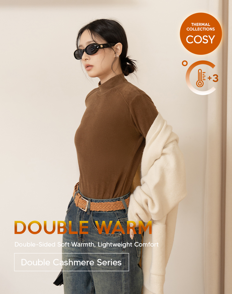 CASHMERE RIBBED MOCK-NECK TOP