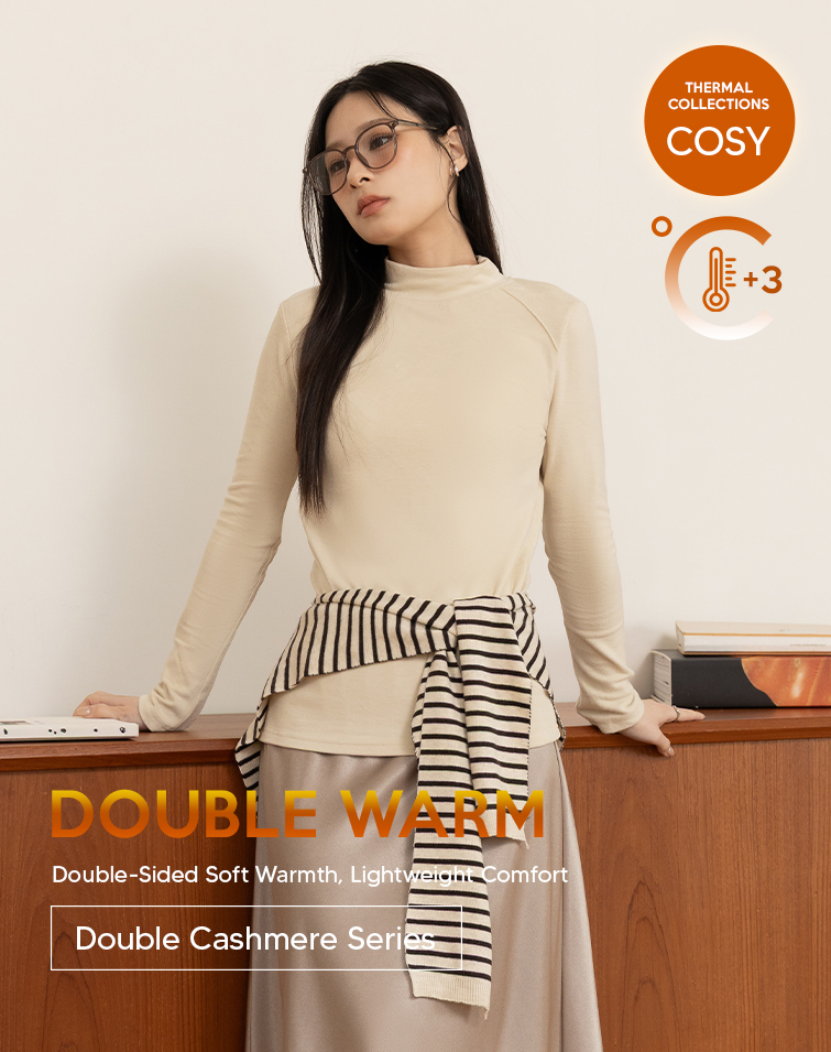CASHMERE RIBBED MOCK-NECK TOP