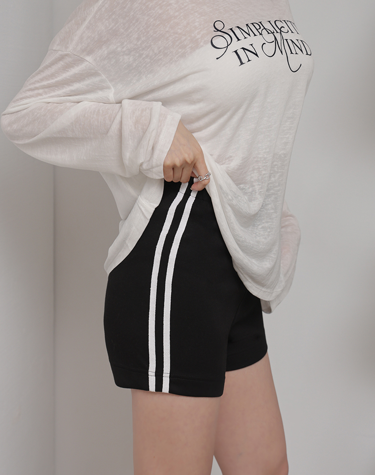 CASUAL COLOR-BLOCK ELASTIC WAIST SHORTS