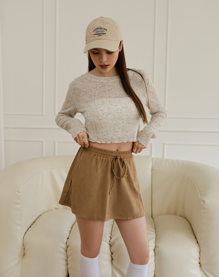 DRAWSTRING SUEDE CASUAL SKIRTS